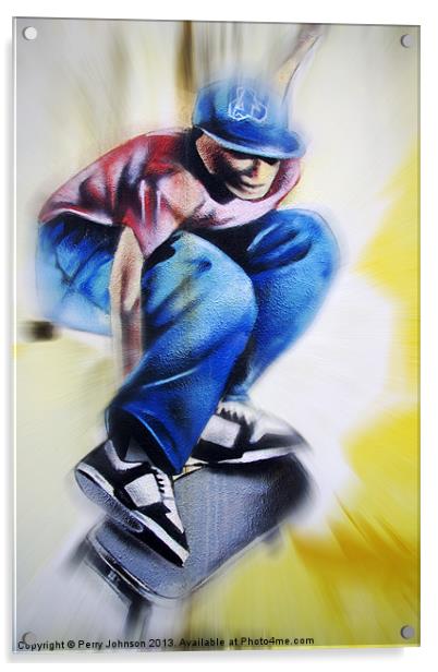 Skateboard King Acrylic by Perry Johnson
