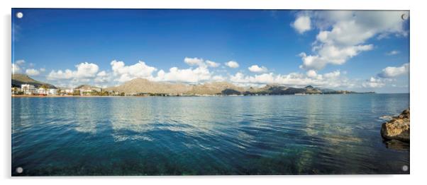 Panoramic view of the bay of Pollensa Acrylic by Perry Johnson