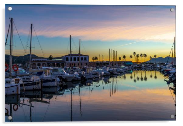 Yachts in Puerto Pollensa 1 Acrylic by Perry Johnson