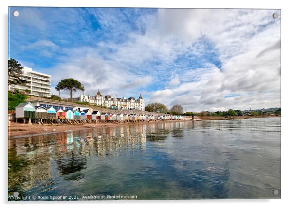 Reflections at Corbyn Head Beach Torquay Acrylic by Rosie Spooner