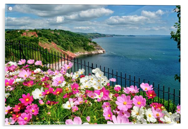 Beautiful flowerbeds at Babbacombe Downs Acrylic by Rosie Spooner