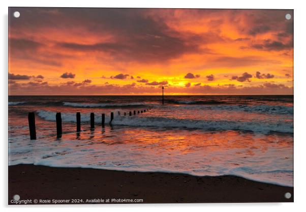 Sunrise on Teignmouth Beach Acrylic by Rosie Spooner