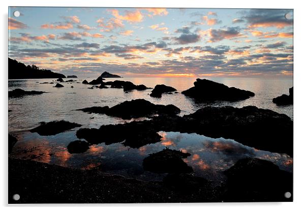 Meadfoot Beach Sunrise Torquay Acrylic by Rosie Spooner