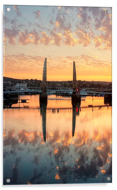  Sunset over Torquay Bridge Acrylic by Rosie Spooner