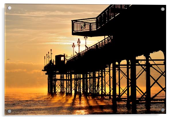 Mist at Sunrise by Teignmouth Pier Acrylic by Rosie Spooner