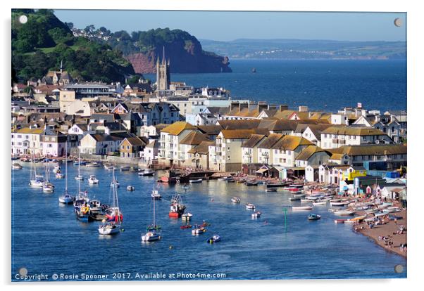 Teignmouth Back Beach and Town viewed from Shaldon Acrylic by Rosie Spooner