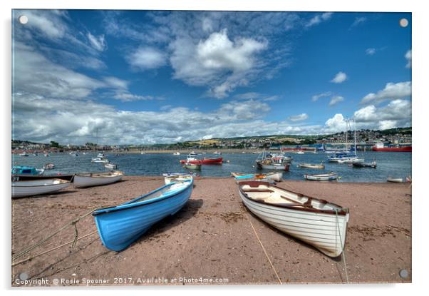 Teignmouth Back Beach on The River Teign  Acrylic by Rosie Spooner