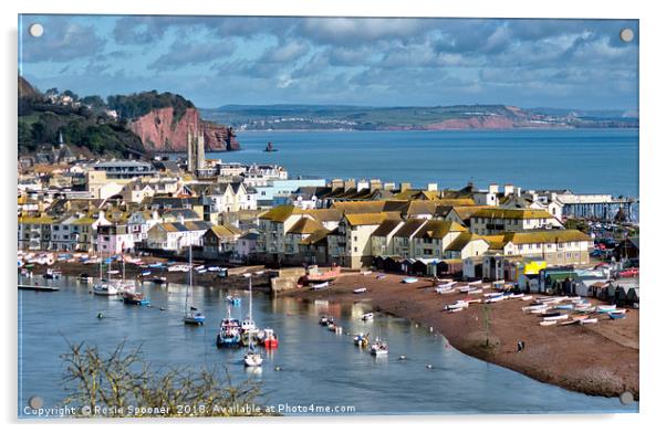 Teignmouth Back Beach on The River Teign Acrylic by Rosie Spooner