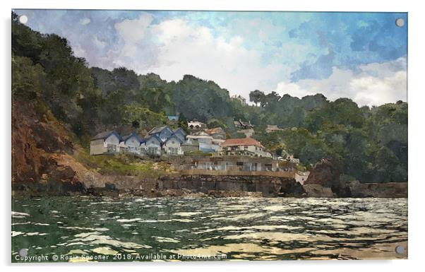 The Cary Arms at Babbacombe viewed from the sea Acrylic by Rosie Spooner