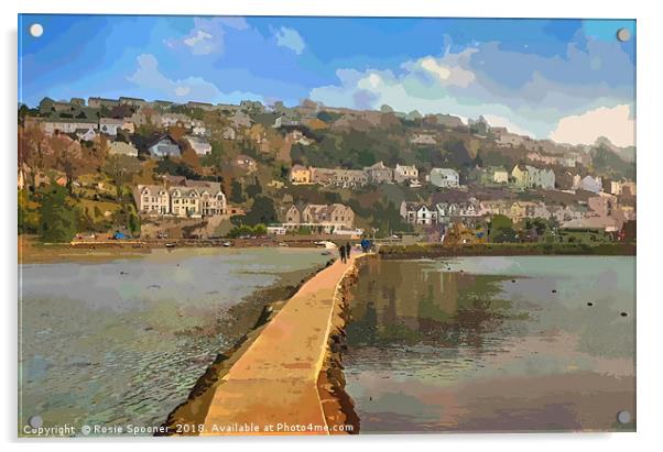 The Causeway at The Millpool in Looe Cornwall Acrylic by Rosie Spooner