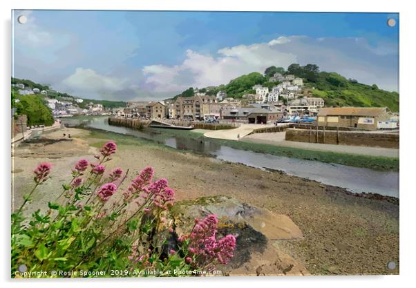 Very low tide on the River Looe in Cornwall Acrylic by Rosie Spooner
