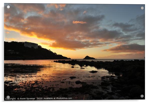 Sunrise at Meadfoot Beach in Torquay Acrylic by Rosie Spooner