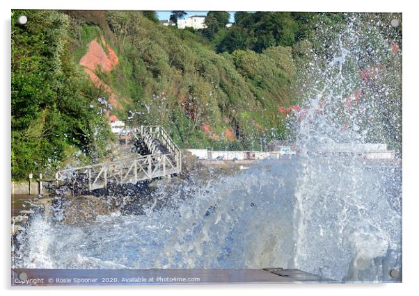 Rough Sea at Babbacombe in Torquay Acrylic by Rosie Spooner