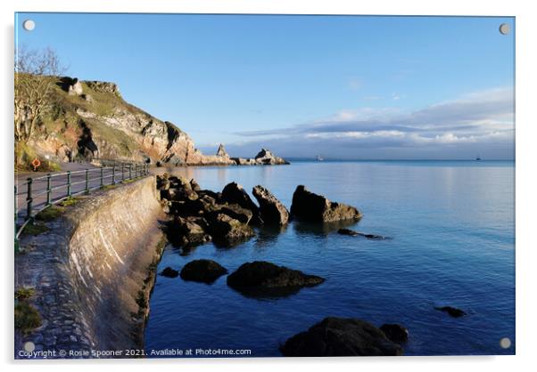 Early morning at Anstey's Cove in Torquay Acrylic by Rosie Spooner