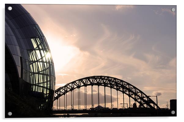 Newcastle Quayside Sunset Acrylic by Chris Chambers