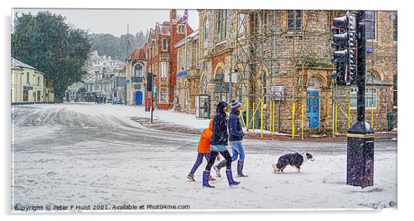 Brixham A Winter Scene Acrylic by Peter F Hunt