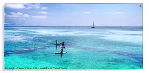 Paddle Boarding Off Charlestown Acrylic by Peter F Hunt