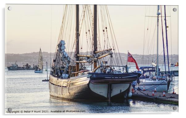 Brixham An Evening View Acrylic by Peter F Hunt