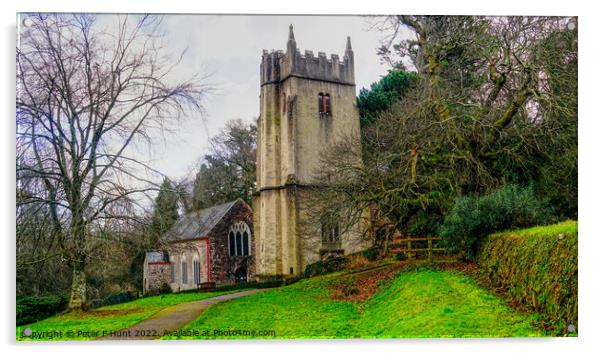 Cockington Church Torquay Acrylic by Peter F Hunt