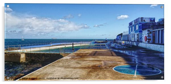 Winter At Shoalstone Pool Brixham Acrylic by Peter F Hunt