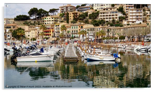 Puerto Soller Marina Mallorca Acrylic by Peter F Hunt