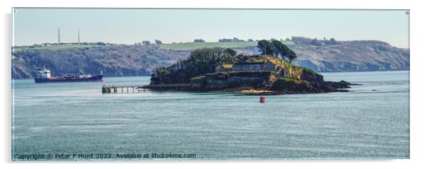 Drakes Island Plymouth Sound Acrylic by Peter F Hunt