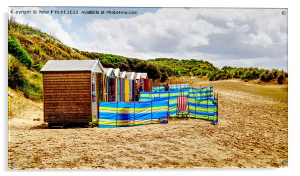 Beach Huts For Hire Saunton Sands Acrylic by Peter F Hunt