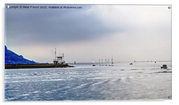 All Calm On Plymouth Sound Acrylic by Peter F Hunt