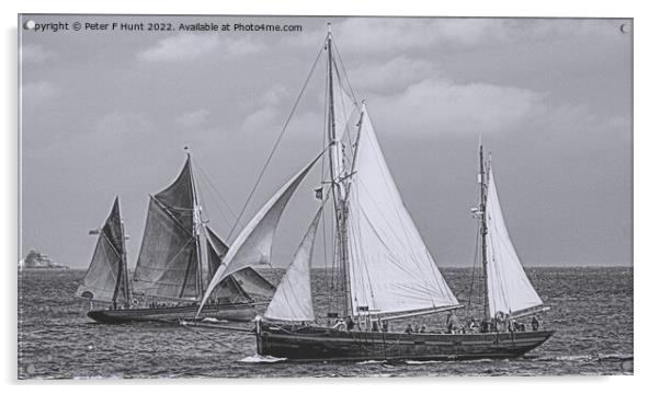 Brixham Sailing Trawlers  Acrylic by Peter F Hunt