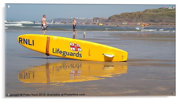 Bude Cornwall Lifeguards Acrylic by Peter F Hunt