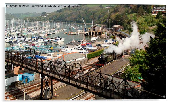 Steaming Into Kingswear Devon Acrylic by Peter F Hunt