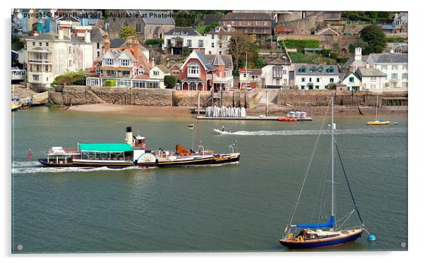 The Kingswear Castle Passing Kingswear Acrylic by Peter F Hunt