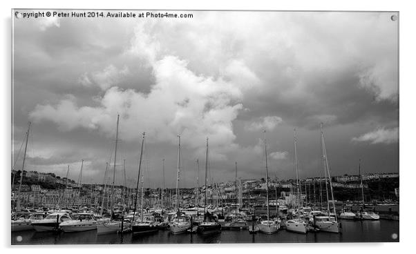 Storm Clouds Over Brixham Acrylic by Peter F Hunt