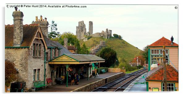  Corfe Castle and Railway Station Acrylic by Peter F Hunt