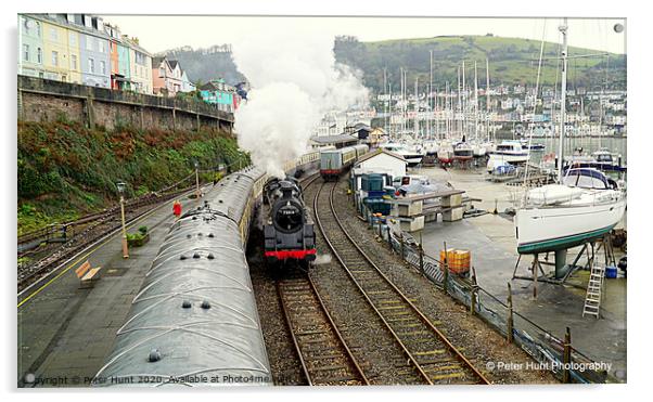 Kingswear Rail And River Acrylic by Peter F Hunt