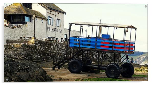 Burgh Island Sea Tractor Acrylic by Peter F Hunt