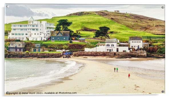 Walking To Burgh Island  Acrylic by Peter F Hunt