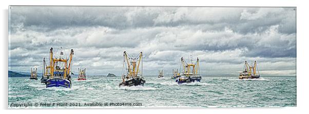 Port Of Brixham Trawler Race Acrylic by Peter F Hunt