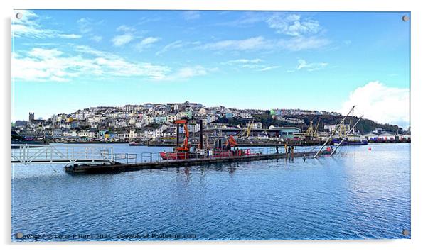 The Winter Sun Shines Over Brixham Acrylic by Peter F Hunt