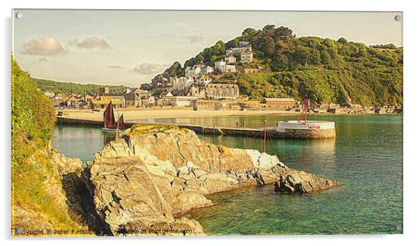 Looe Pier And Beach Acrylic by Peter F Hunt