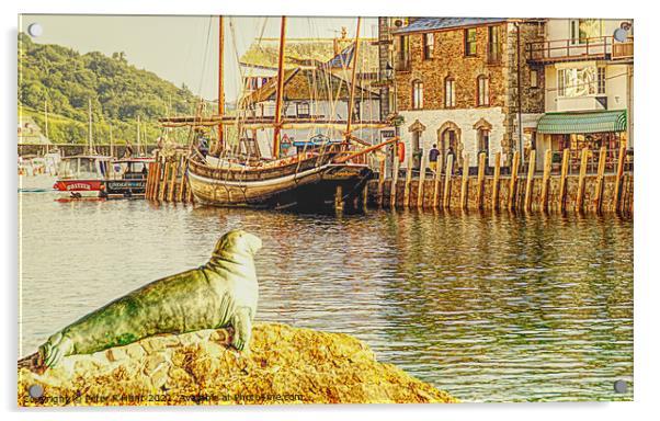 Nelson The Seal At Looe Acrylic by Peter F Hunt