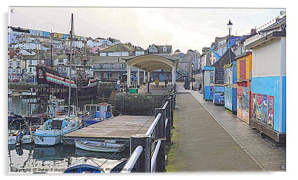 A Brixham View Acrylic by Peter F Hunt