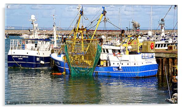 Two Trawlers Acrylic by Peter F Hunt
