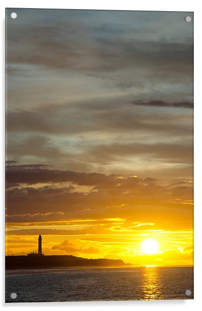 Sunset at lossiemouth lighthouse Acrylic by Lloyd Fudge
