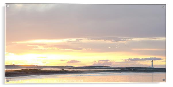 sunset over Lossiemouth beach and lighthouse Acrylic by Lloyd Fudge