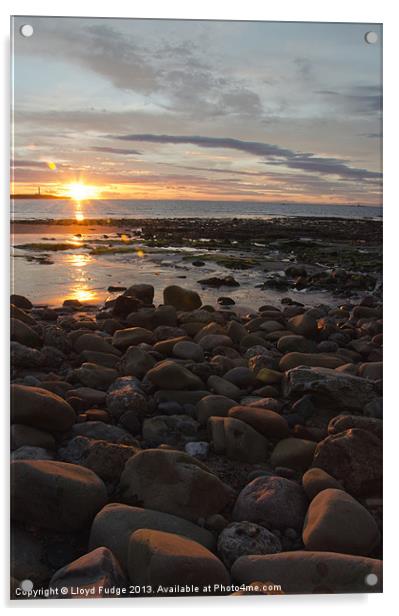 sunset over Lossiemouth beach Acrylic by Lloyd Fudge