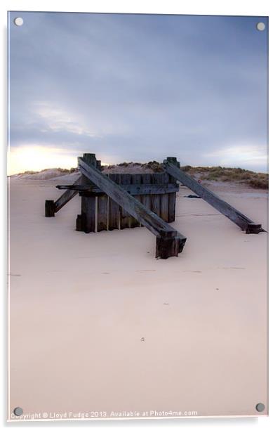 old wave breakers on lossiemouth beach Acrylic by Lloyd Fudge