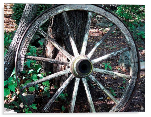White Wagon Wheel Acrylic by Pics by Jody Adams