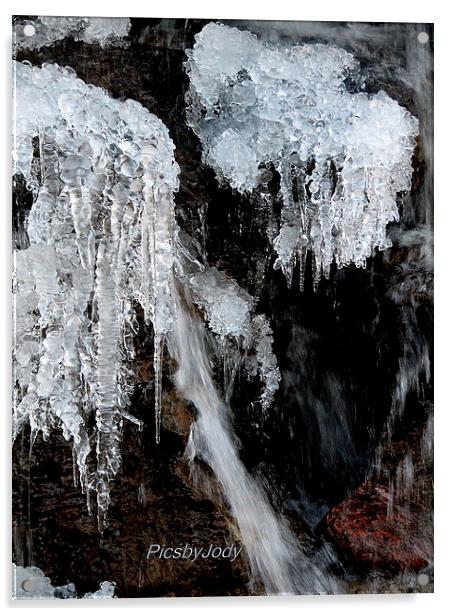 The Icicles on the Waterfall Acrylic by Pics by Jody Adams