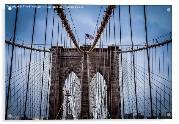  Brooklyn Bridge Acrylic by Tim Finch